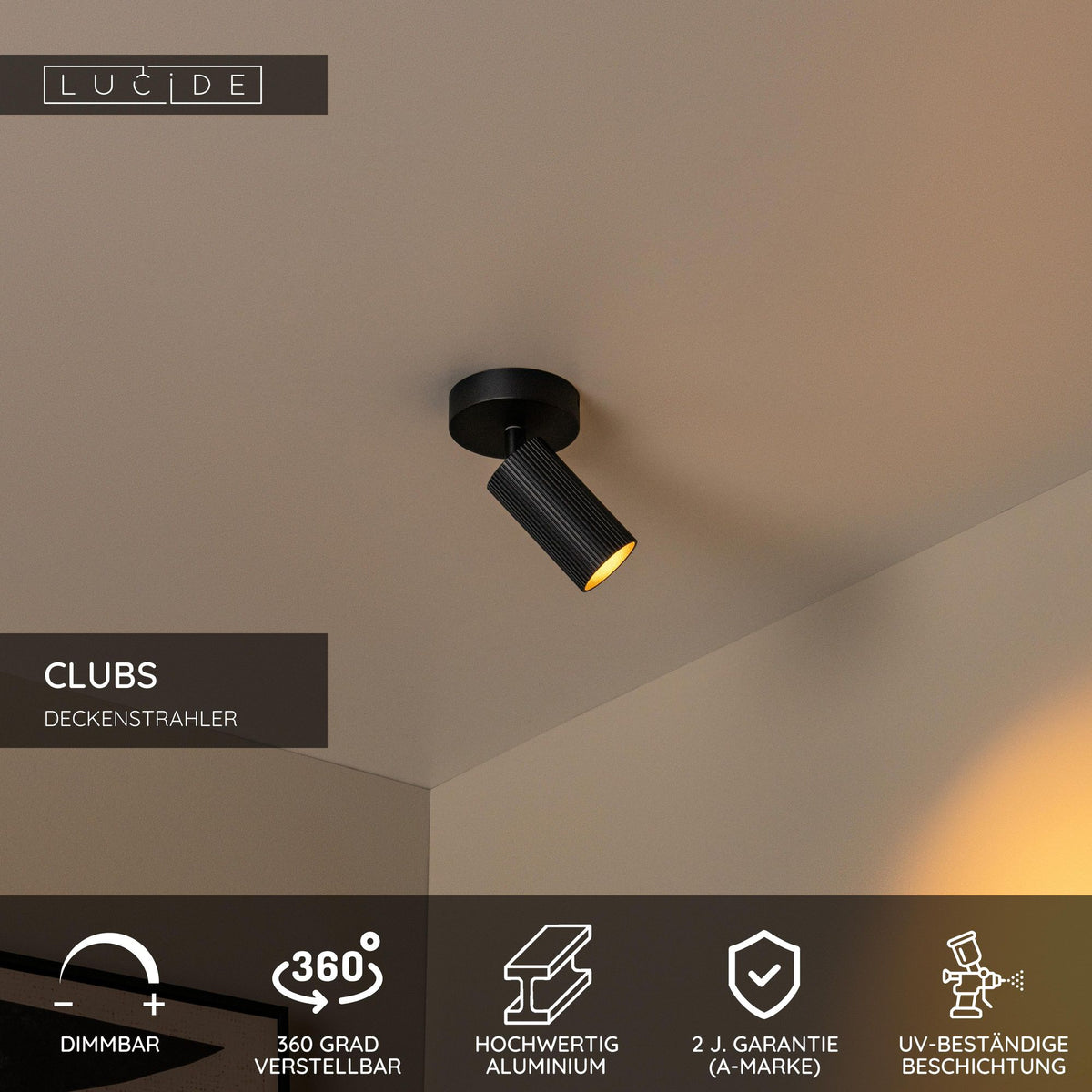 Faretti da soffitto Clubs a 1 luce, orientabili e snodabili (5)
