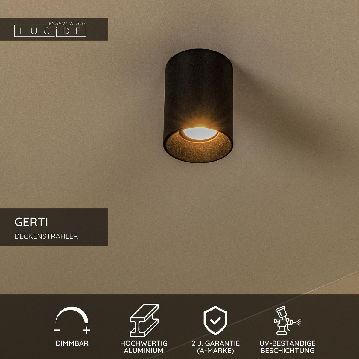 Plafondspot Gerti 1-lichts cilinder aluminium dimbaar (6)