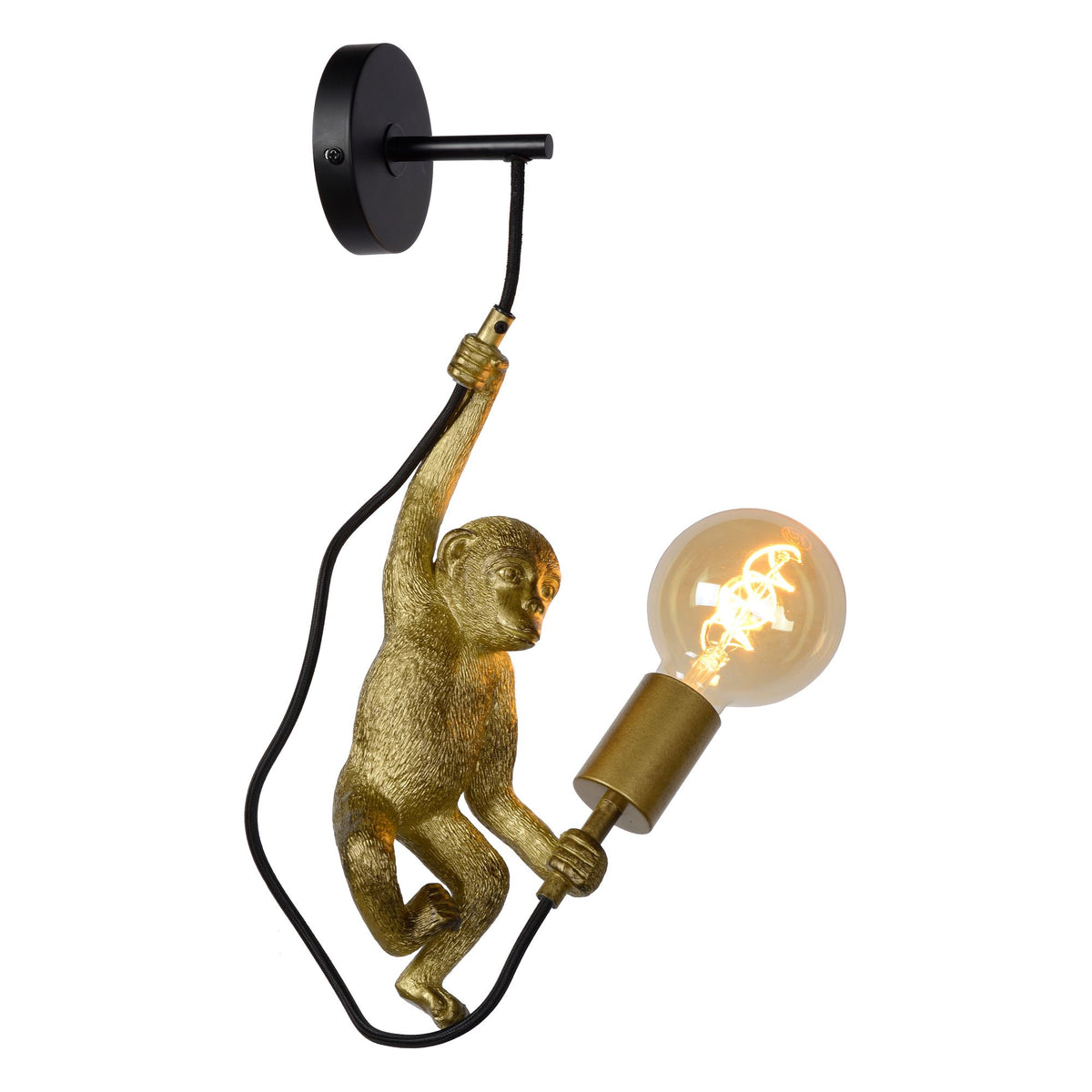 Wandleuchte Extravaganza Chimp Affenfigur Retro Schwarz, Gold (3)