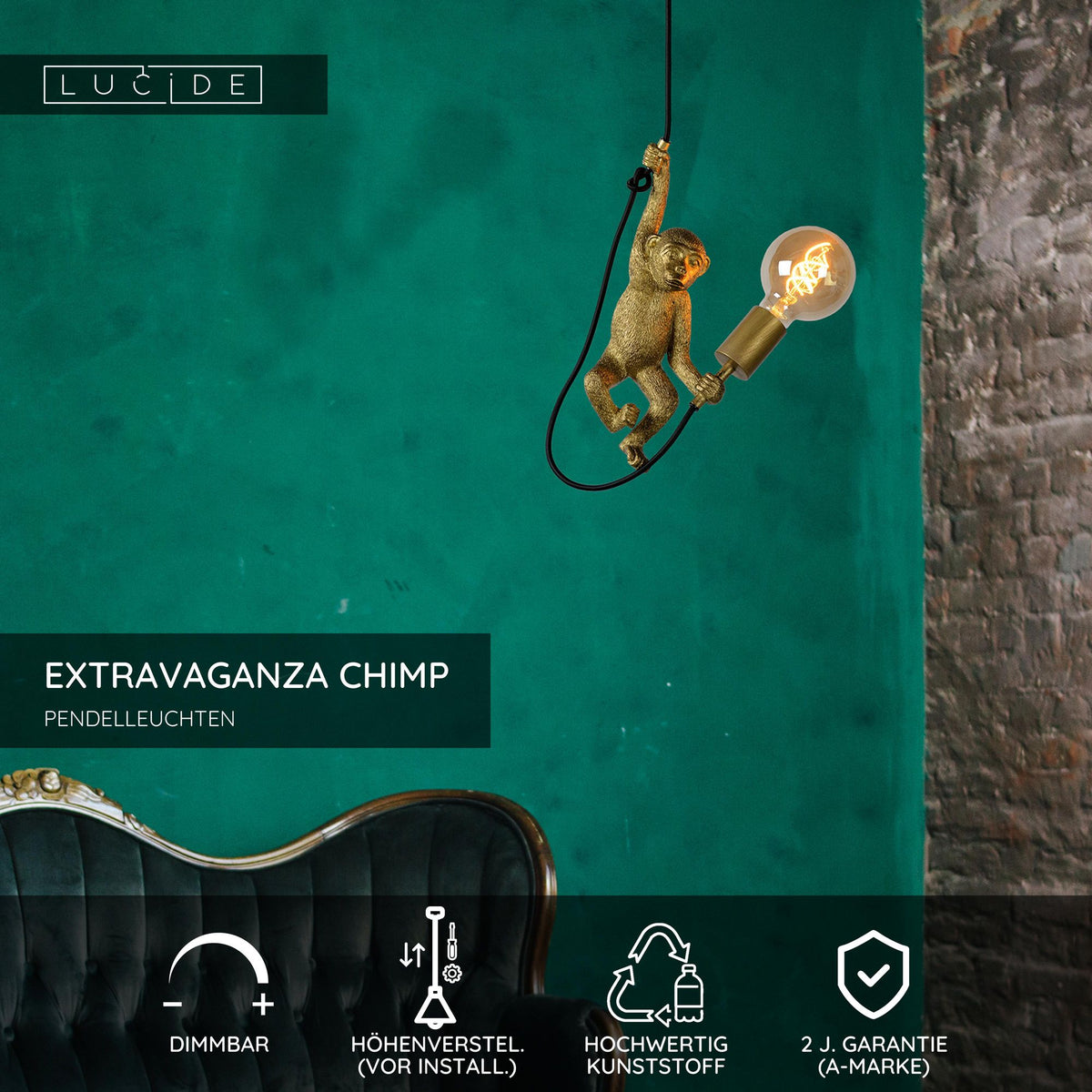 Pendelleuchte Extravaganza Chimp als Affenfigur Schwarz (6)