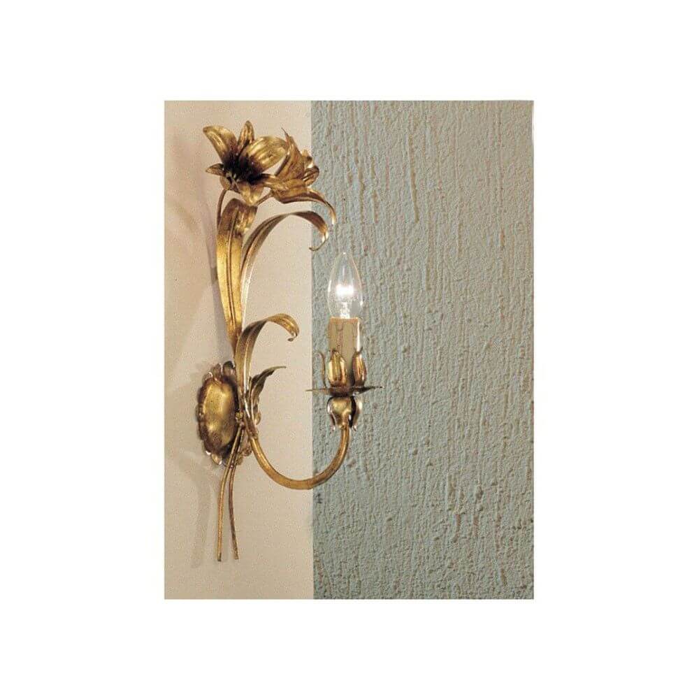 Antike Wandlampe Palma mit Blattgold-Auflage 40cm