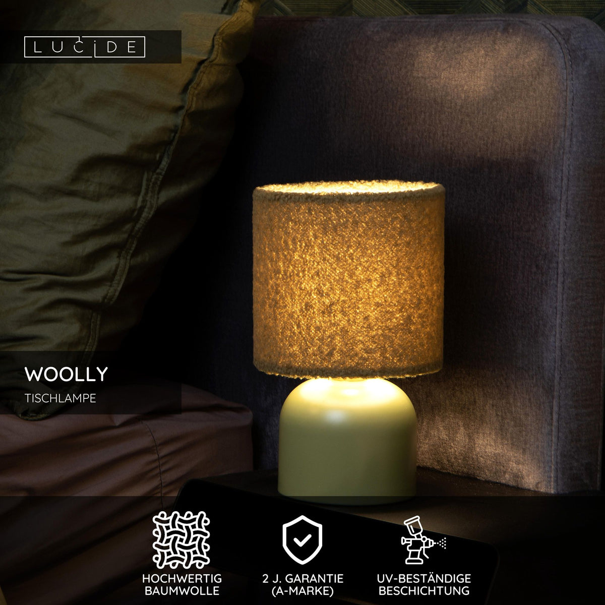 Lampe de table Woolly avec abat-jour rond en tissu Ø 16 cm (7)
