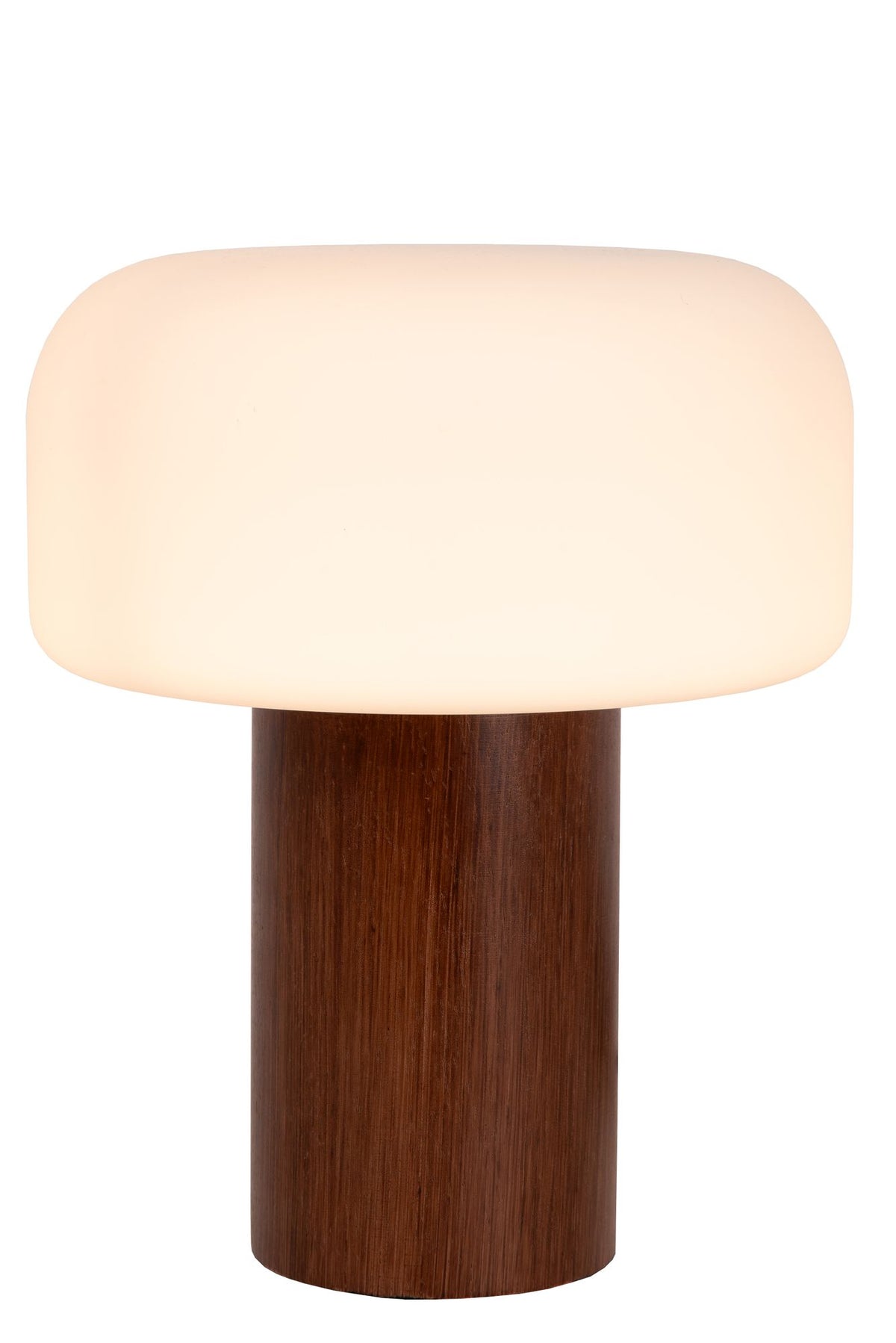 Lampe de table Kenan abat-jour en verre opalin base en bois naturel (2)