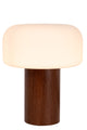 Lampe de table Kenan abat-jour en verre opalin base en bois naturel (2)