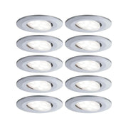Lot de 10 LED lampes encastrées Calla dimmables IP65 4000K chrome mat dans une disposition moderne.