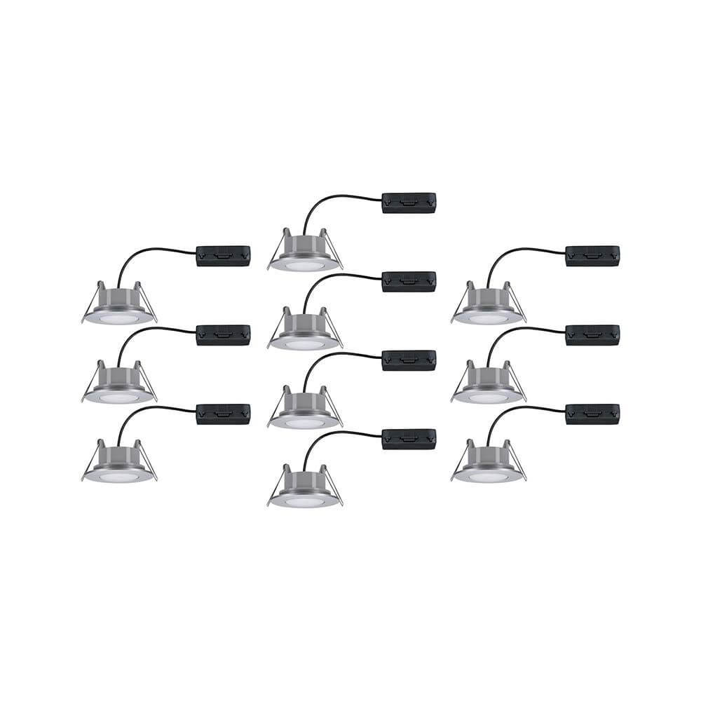 10er-Set LED Einbaulampen Calla IP65 schwenkbar 4000K Chrom-Matt