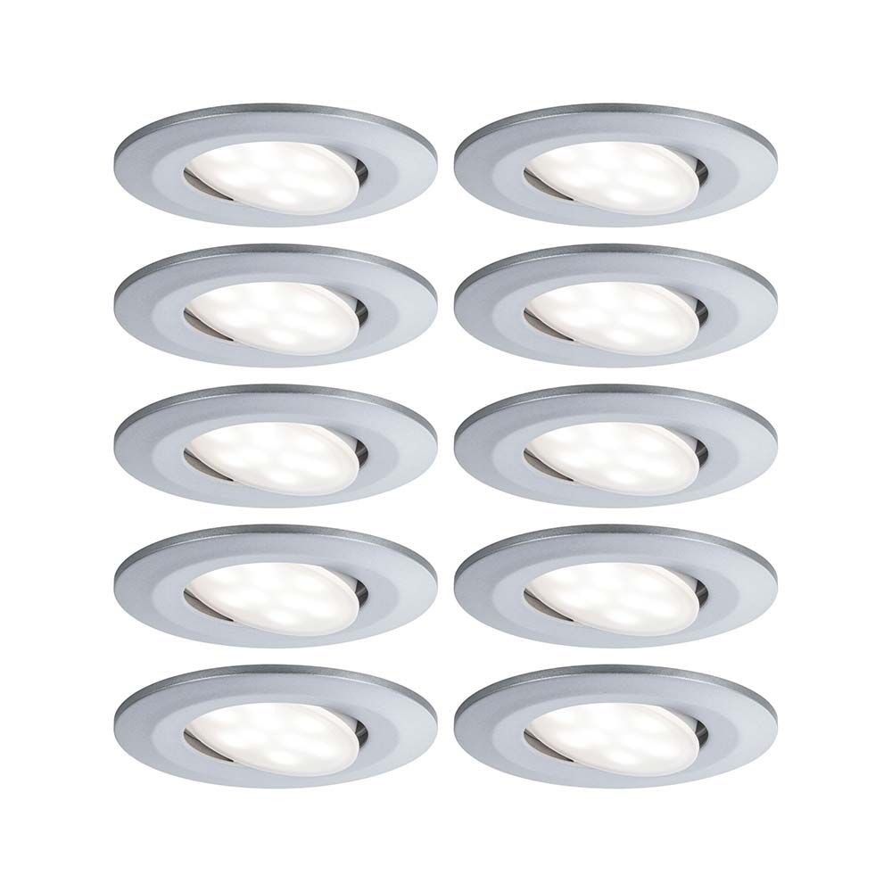 Juego de 10 lámparas LED empotrables Calla IP65 orientables 4000K cromo mate
