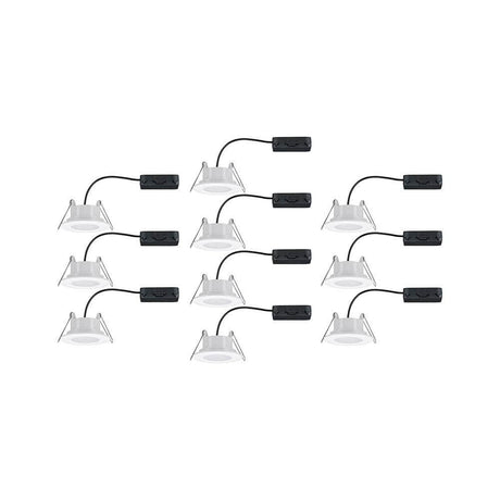 10-piece set LED Calla dimmable recessed lights IP65 4000K white - set of 10 dimmable recessed lights in matte white.