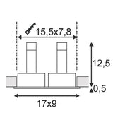 Ny Tria II GU10 Downlight Rectangular Aluminium Brushed