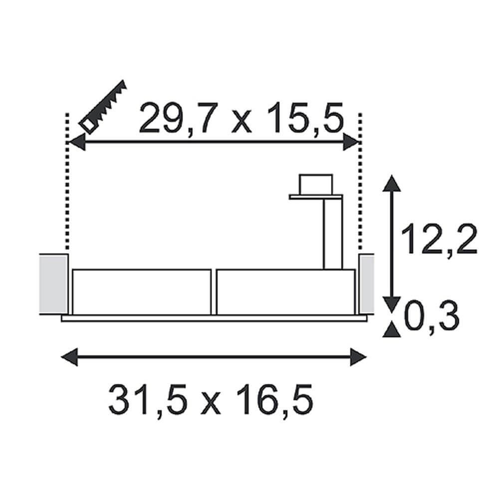 New Tria II Downlight ES111 rechteckig Alu-Gebürstet