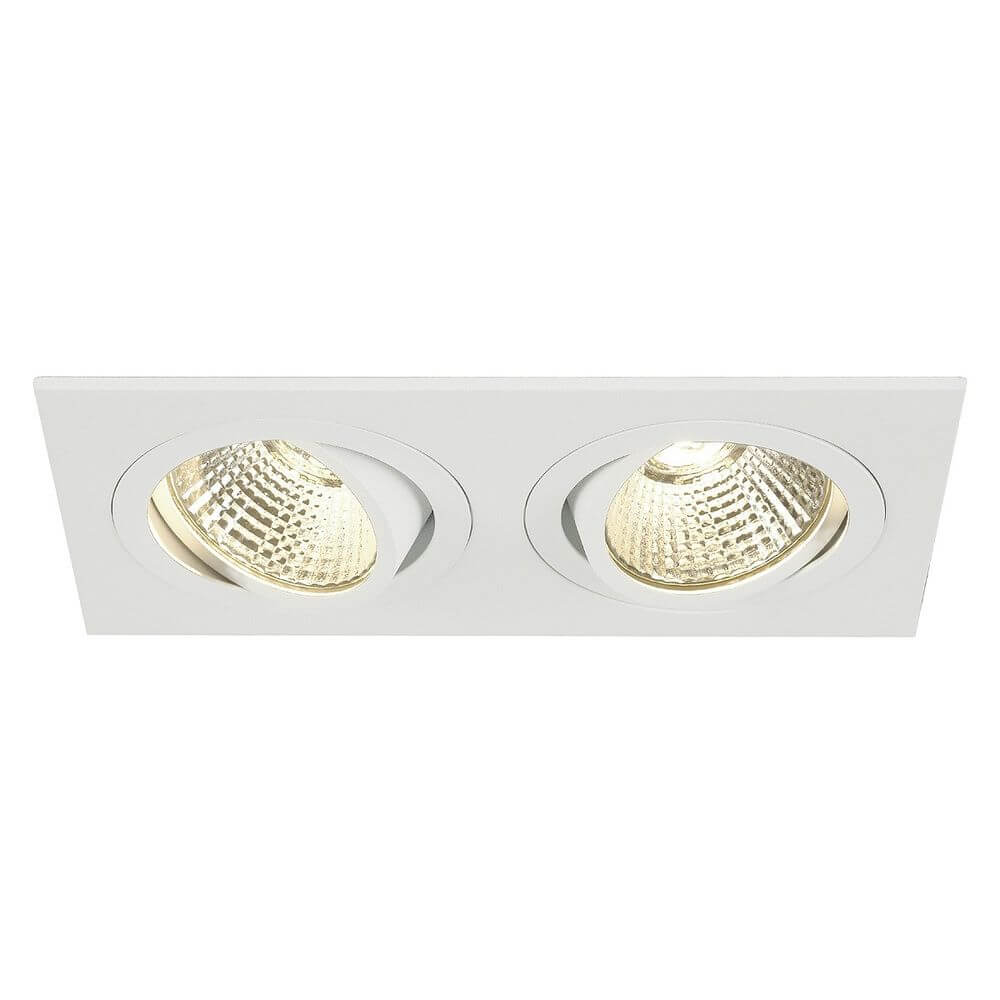 New Tria II LED Downlight Square Weiß 2x6W 38° 2700K mit zwei leistungsstarken Warmweißen LEDs.