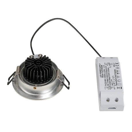 Ny triade LED Downlight Rund Downlight Børstet Aluminium 6W 3000K med driver og kølesystem.