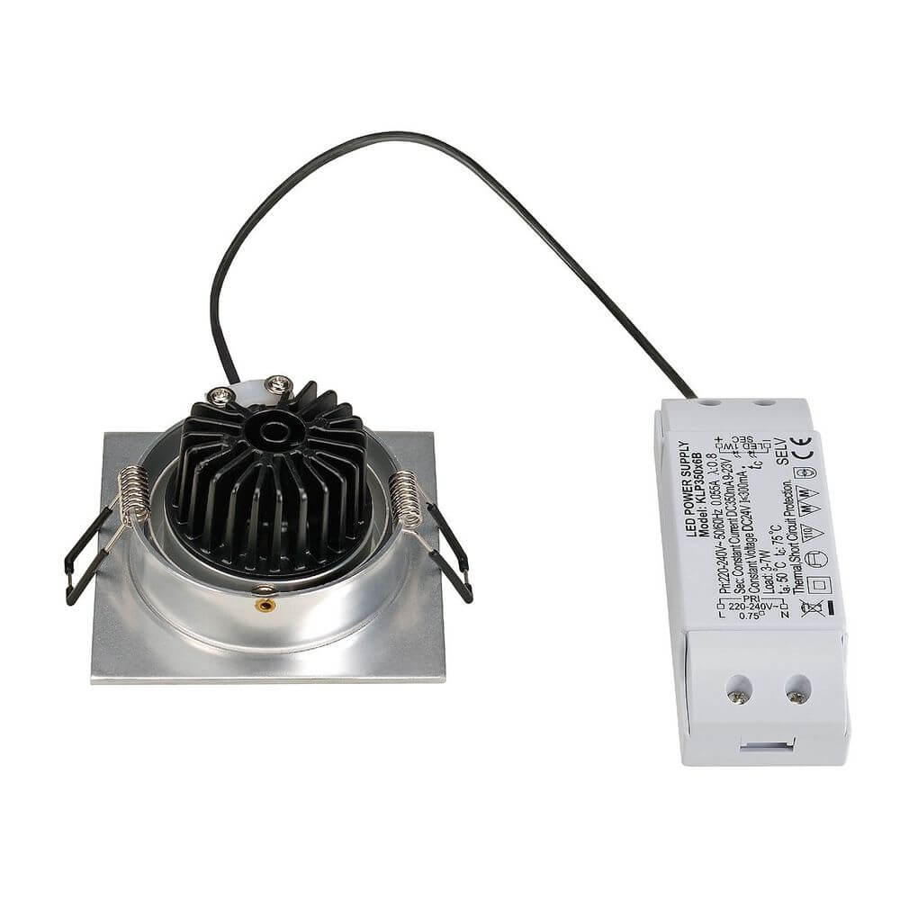 New Tria LED Downlight Square Alu-Gebürstet 6W 3000K mit LED-Treiber und Kühlkörper