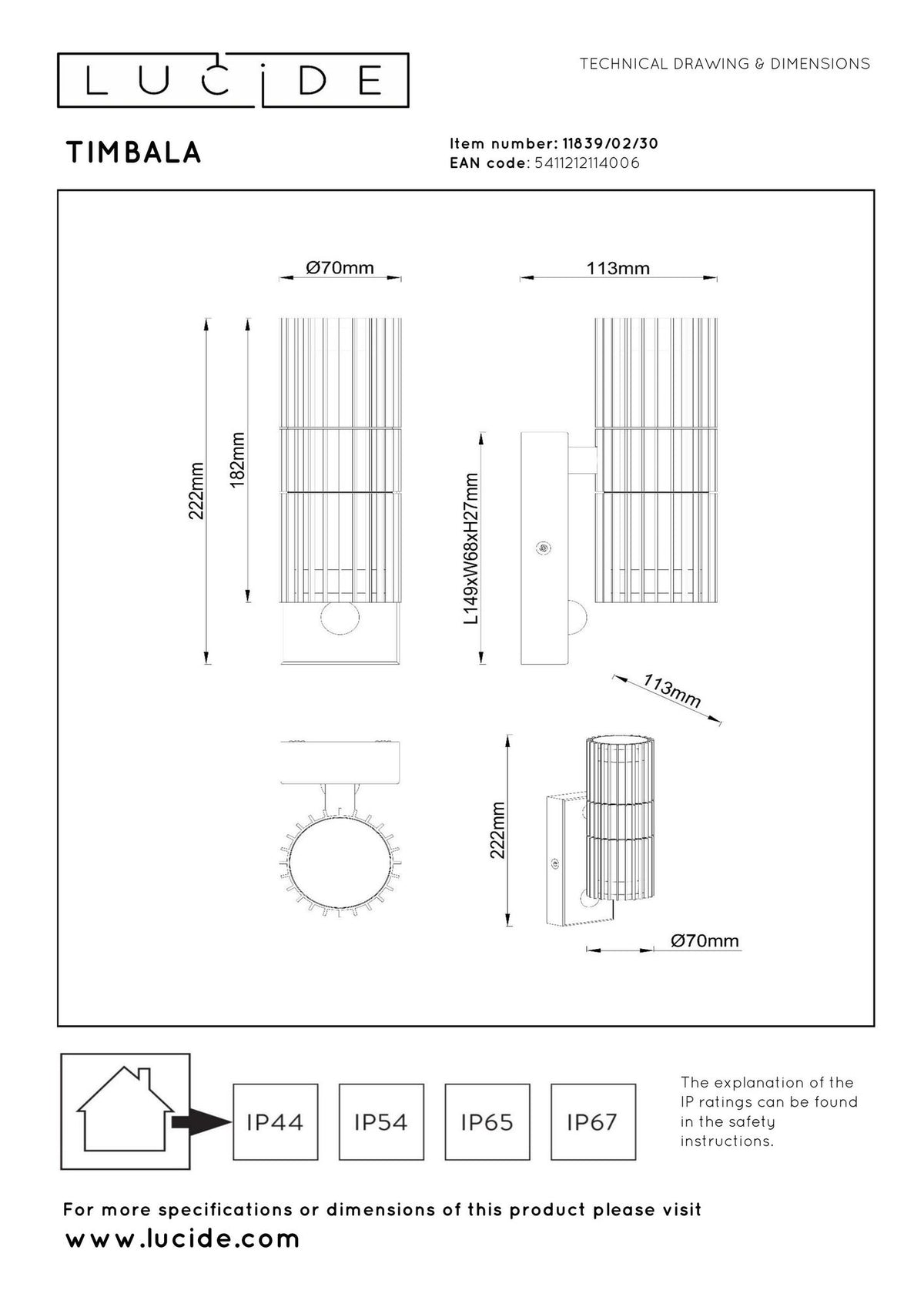 Timbala 2-light outdoor wall spotlight with motion sensor IP44 (4)