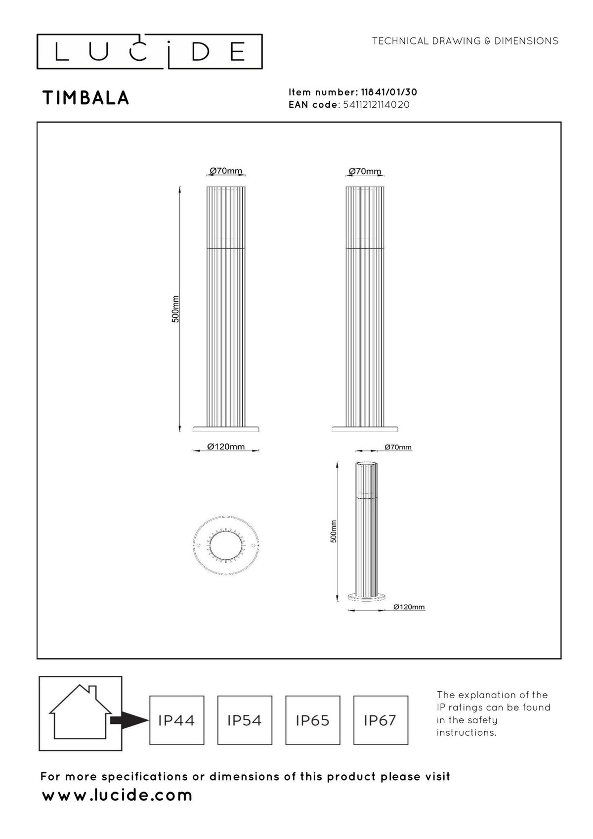 Pollerivalaisin Timbala IP44 50cm Musta (3)