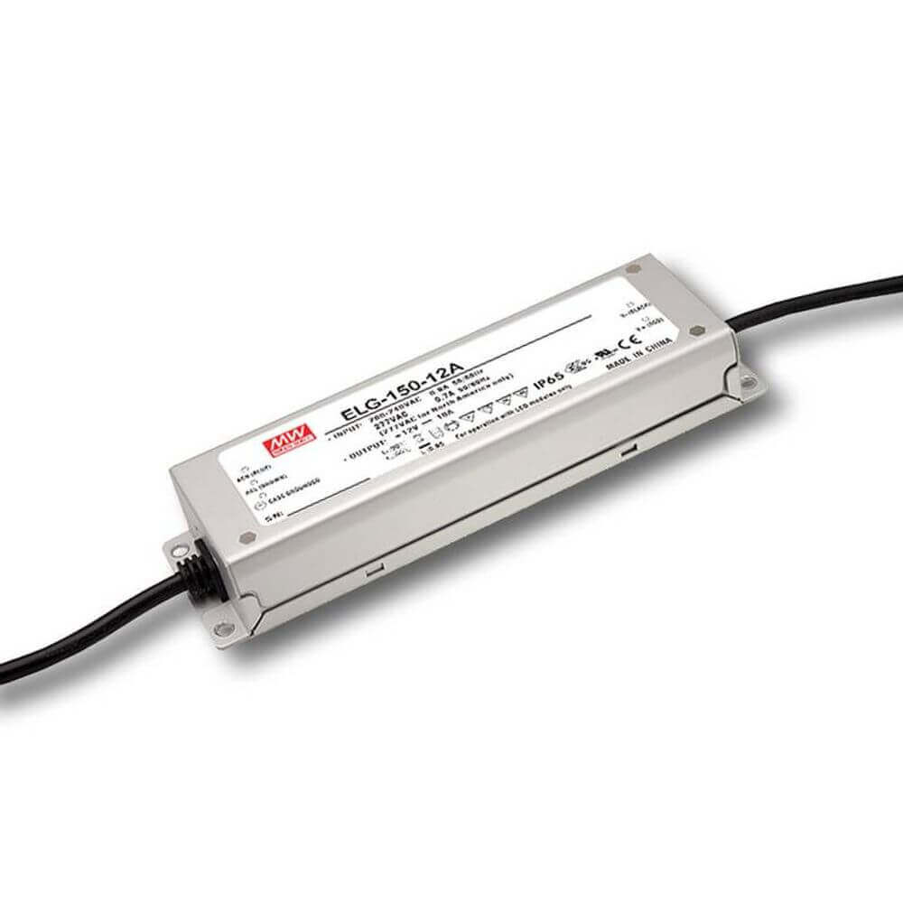 120W zertifiziertes Einbaunetzteil 12V IP65 für LED-Strip-Systeme, geeignet für Nassbereiche.