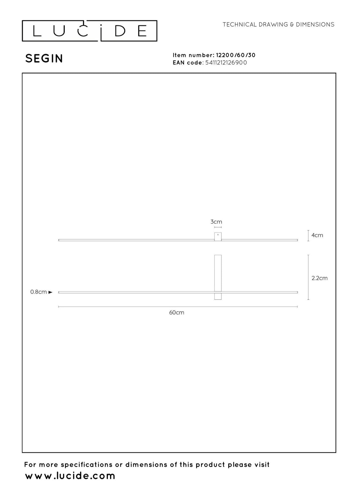 LED-Wandleuchte Segin Länge 60cm mit indirektem Licht (6)
