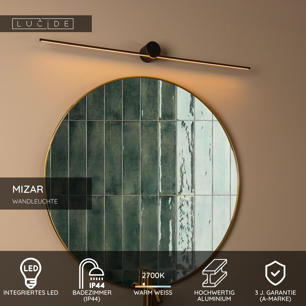 LED-Wandleuchte Mizar IP44 90cm Schwarz (5)