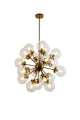 Lampada a sospensione Moltiplicatore a 18 luci vetro ottone 