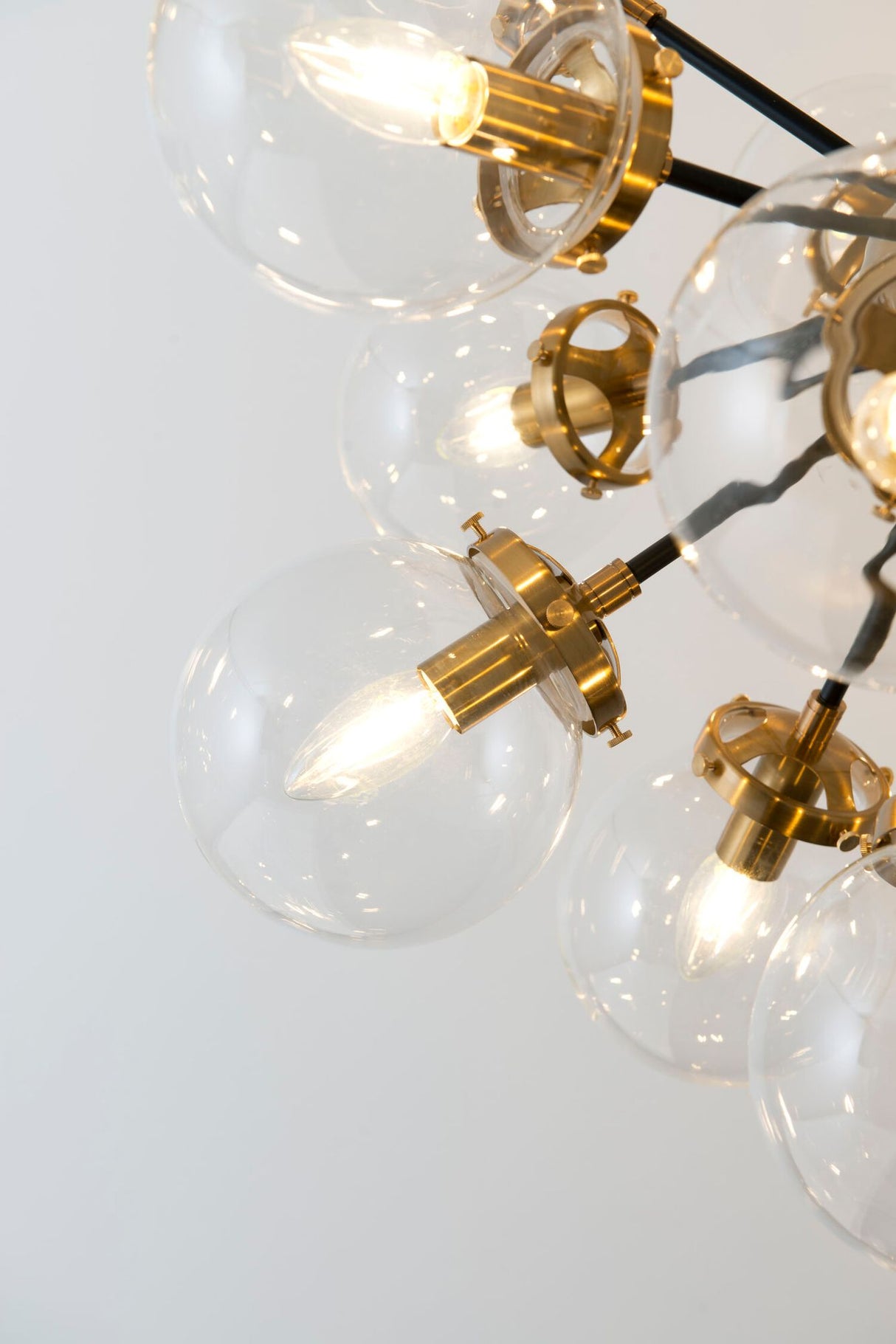 Lampada a sospensione Moltiplicatore a 18 luci vetro ottone 