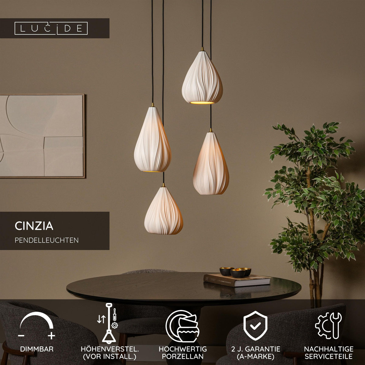 Hanglamp Cinzia met 4 lampen van porselein (5)