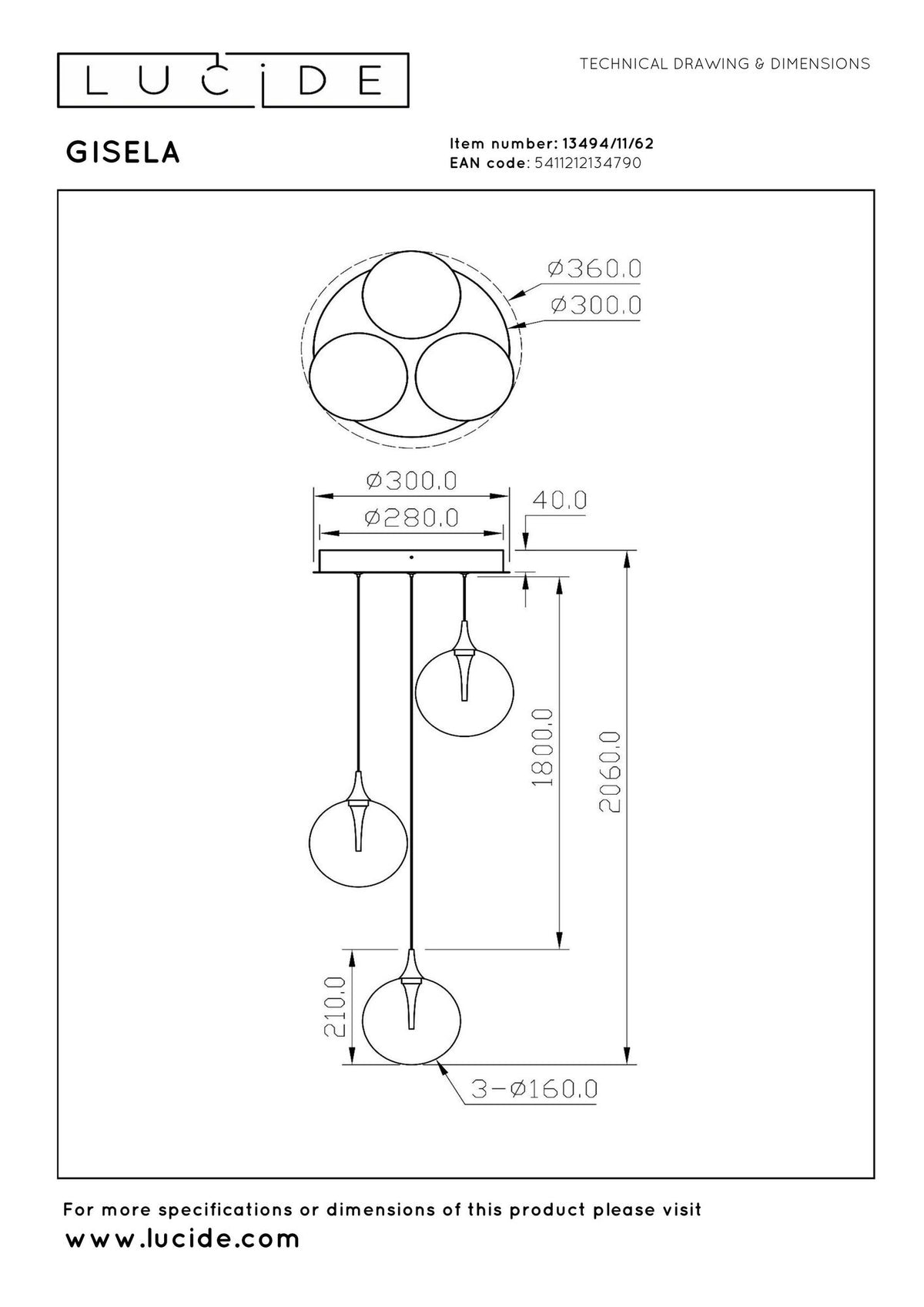 LED-Pendelleuchte Gisela 3-flammig dimmbar (5)