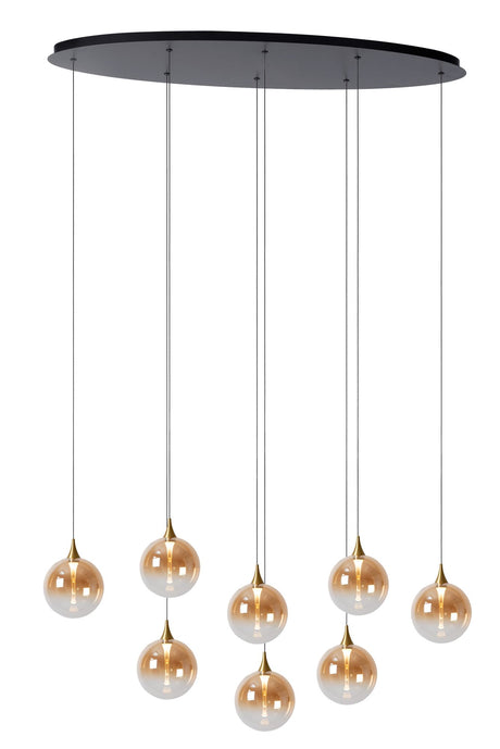 LED-Pendelleuchte Gisela 8-flammig dimmbar Glas Amber 140cm (1)