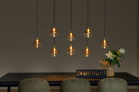 LED-Pendelleuchte Gisela 8-flammig dimmbar Glas Amber 140cm (2)