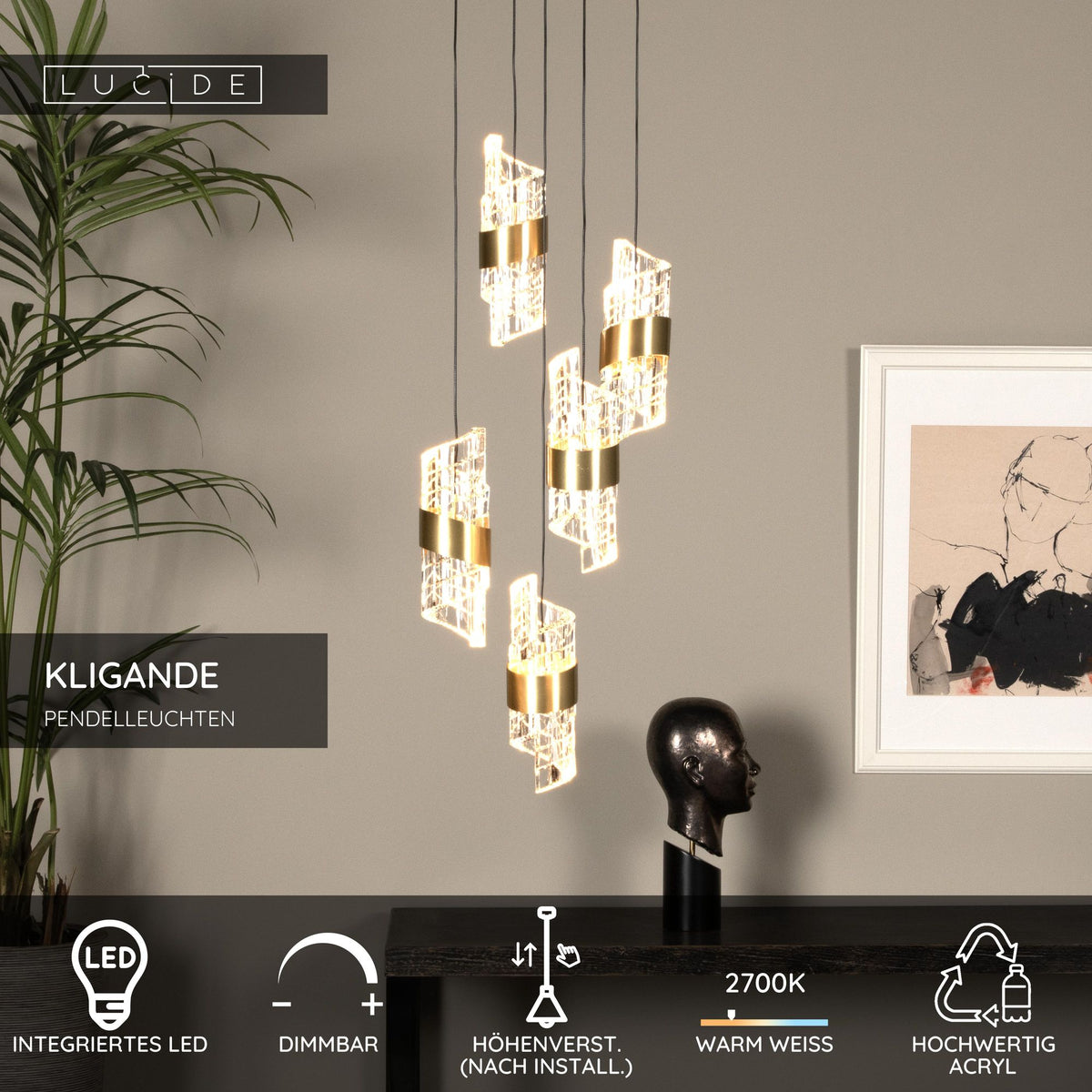LED-Pendelleuchte Kligande 5-flammig dimmbar rund (6)