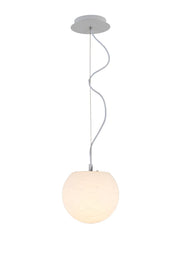 Hängelampe Moon Piccolo Kunststoff Rund Ø 20cm Weiß, moderne Pendelleuchte mit geschwungenem Kabel