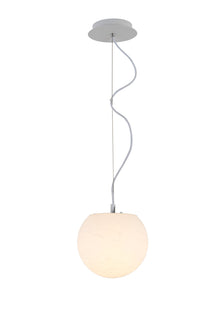 Hängelampe Moon Piccolo Kunststoff Rund Ø 20cm Weiß, moderne Pendelleuchte mit geschwungenem Kabel