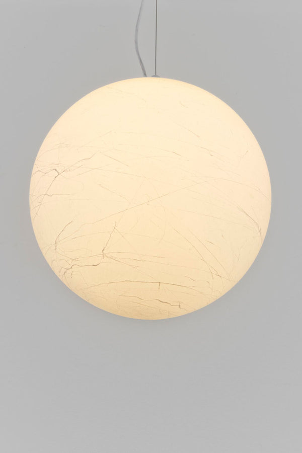 Hängelampe Moon Grande Kunststoff Rund Ø 40cm Weiß - dekorative weiße Hängeleuchte für Esszimmer und Wohnbereich