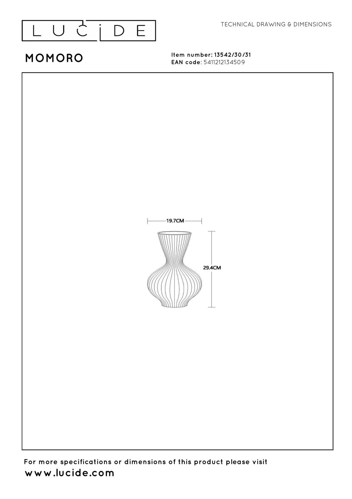 Tischleuchte Momoro Weiß 19,7x19,7x29,4cm (5)