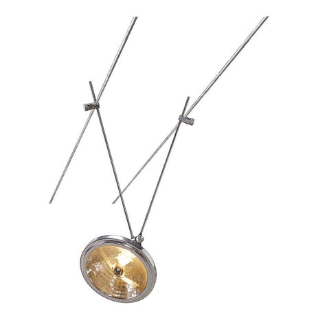 Suspension sur câble QRB chromé G53 max. 50 W sur un système de câble basse tension avec deux tiges orientables.
