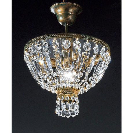 Cupola Deckenleuchte grün-antik mit Gold Ø 30cm, elegante Deckenleuchte mit Kristallen und antikem Finish.