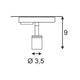 Puri Leuchtenkopf GU10 mit 1Phasen-Adapter Weiß technische Zeichnung mit Abmessungen von Ø 3,5 cm und 9 cm Höhe.