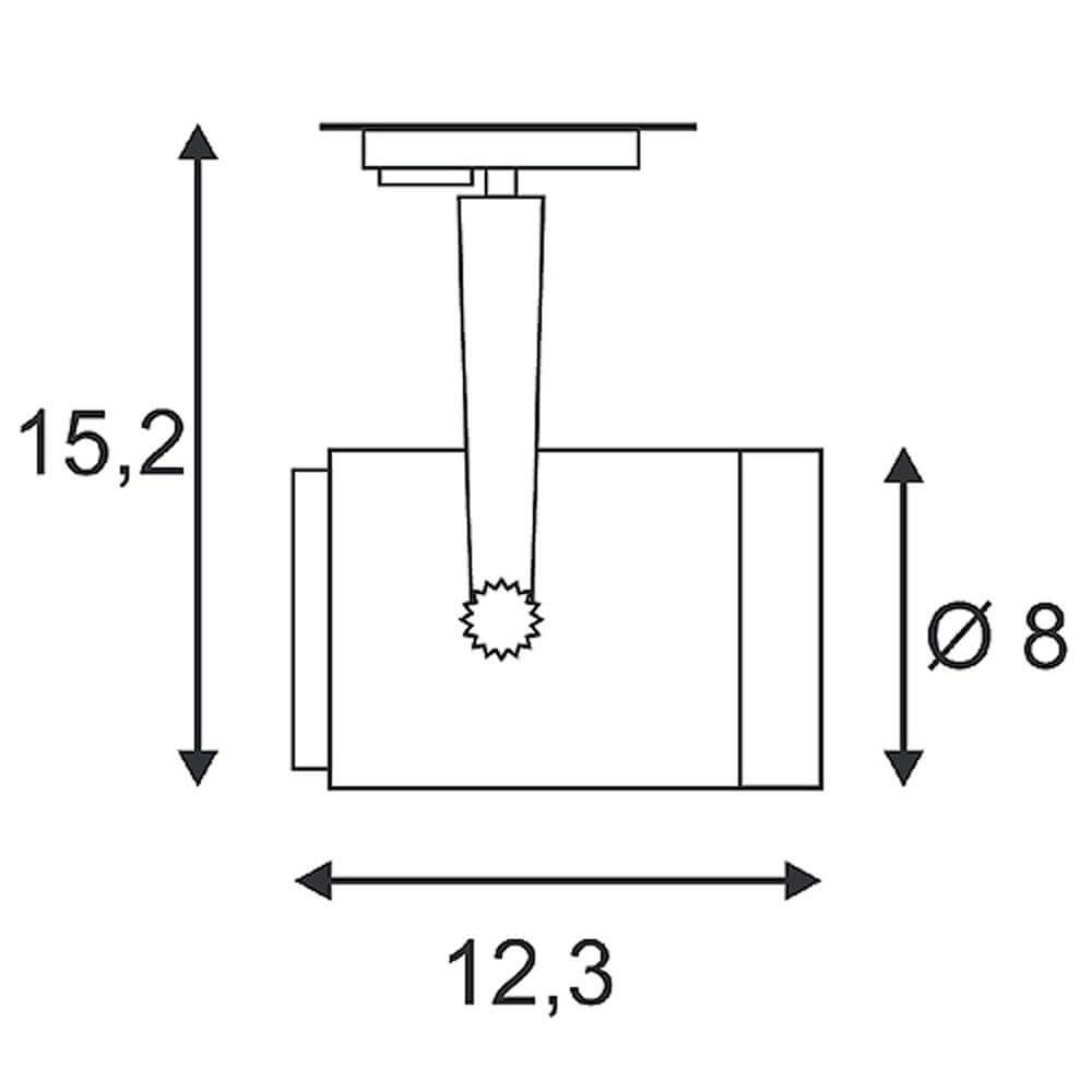 Euro Spot GU10 weiß max. 25W inkl. 1P.-Adapter technische Maßzeichnung