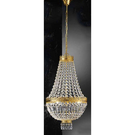 Cupola Gold lampada a sospensione a 3 luci placcata in oro 24 carati Ø 40 cm con decorazioni in cristallo