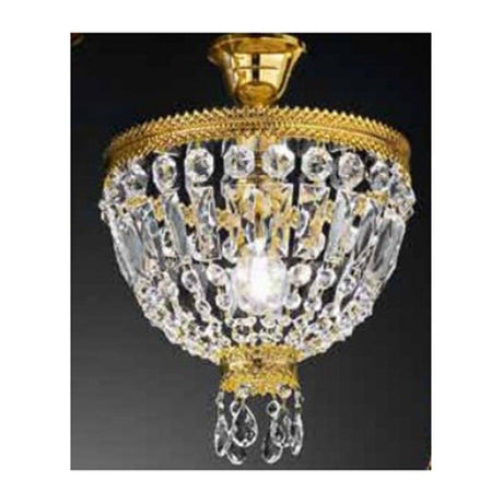 Plafoniera Cupola Gold placcata in oro a 24 carati Ø 30 cm con accenti in cristallo e design elegante.
