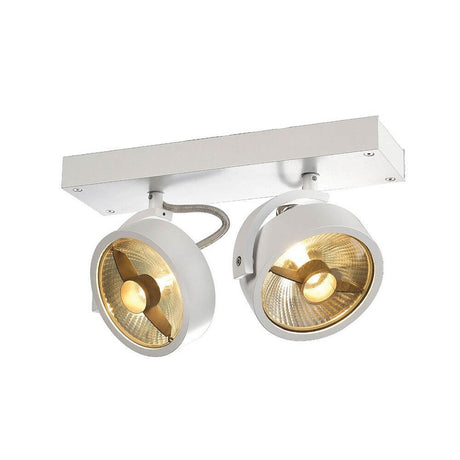 Kalu 2 QPAR ceiling light white ES111 max. 2x75W with dimmable lamp heads and puristic design.