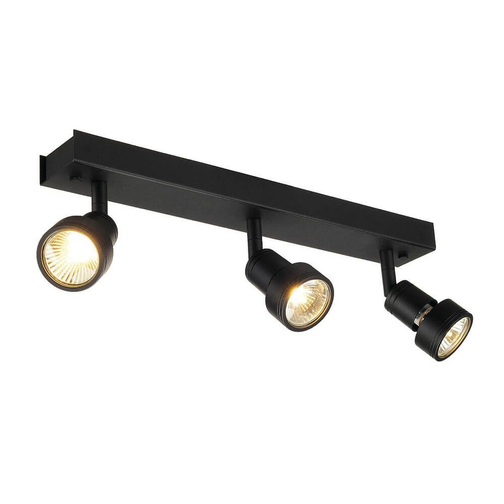 Puri 3 Deckenleuchte Schwarz 3xGU10 max. 3x50W mit Decoring, moderne Wand- und Deckenleuchte mit schwenkbaren Köpfen.