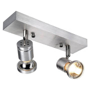 Asto II Wand- und Deckenleuchte alu brushed 2xGU10 Spot max. 75W, 2-flammig aus Aluminium