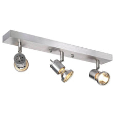 Asto III Wand- und Deckenleuchte Alu-Gebürstet mit drei verstellbaren GU10 Spots aus Aluminium