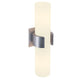 DENA II Wandleuchte alu brushed Glas teilsatiniert 2xE14 max. 40W an der Wand montiert mit satiniertem Glaszylinder.