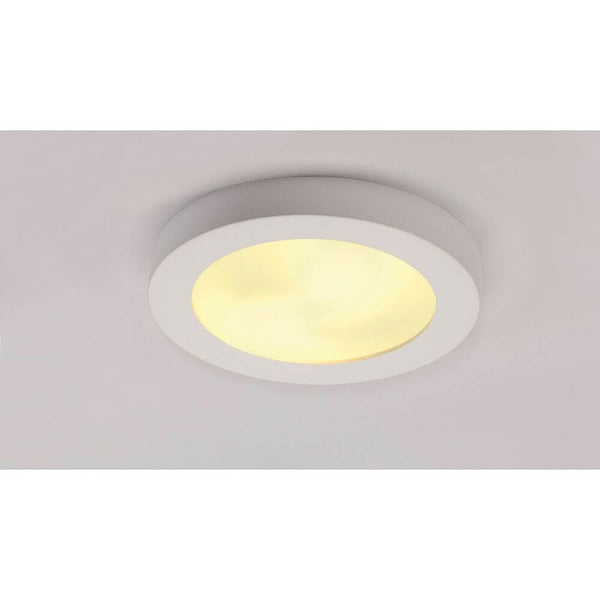 Plafonnier GL 105 E27 rond en plâtre blanc max. 2x25W dans une forme minimaliste, lumière chaude.