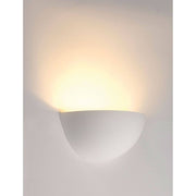 Wandleuchte GL 101 E14 halb rund weißer Gips max. 40W, weiße Gips-Wandleuchte mit warmem Licht