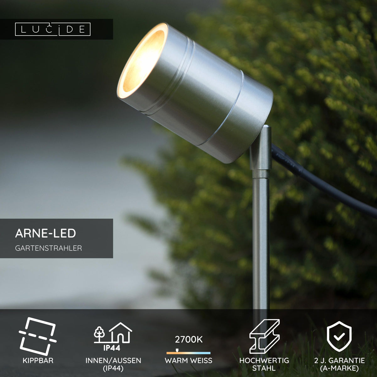 LED-Gartenstrahler Arne schwenkbar IP44 Warmweiß Ø 6,3cm (4)