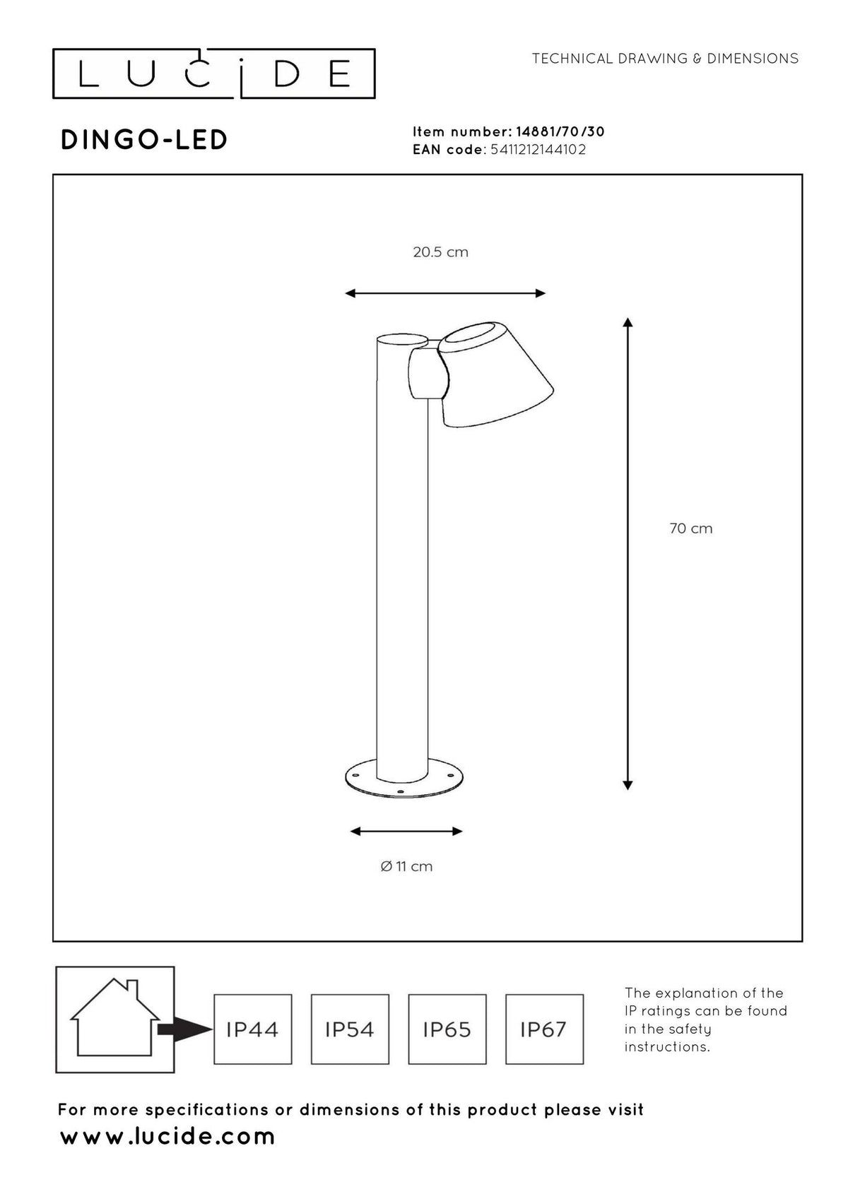 LED-Baliza Dingo regulável IP44 70cm antracite (6)