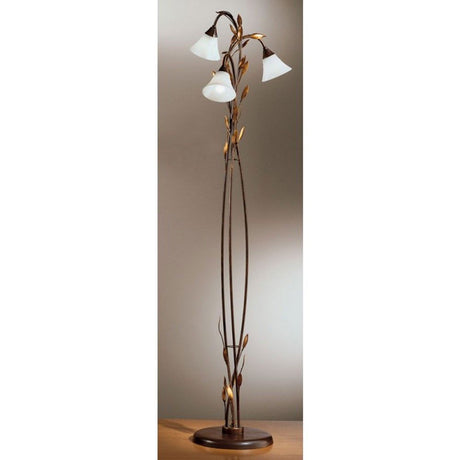Lampada da terra Campana a 3 luci Ø 42 cm, moderna lampada da terra con design botanico e paralumi sobri.