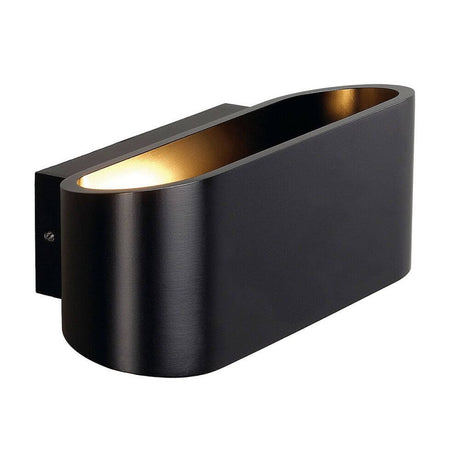 OSSA R7s Wandleuchte Oval Up & Down Schwarz, moderne schwarze LED-Wandlampe mit eleganter Ovalform